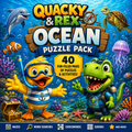 🐠 Quacky & Rex™ Ocean Puzzle Pack — 40 Pages