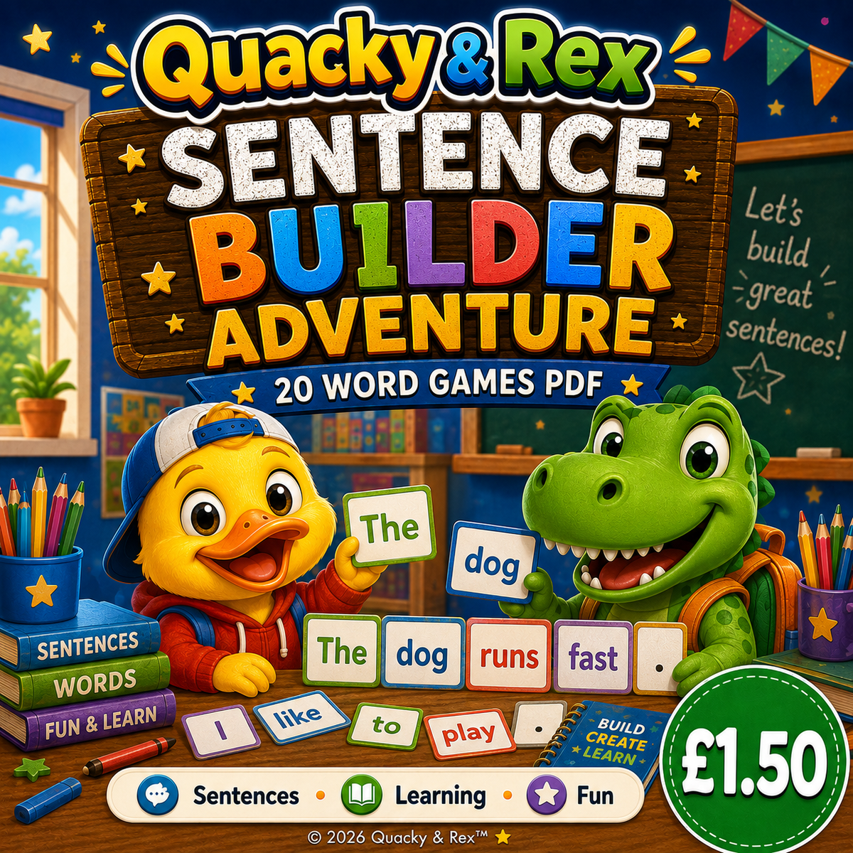 Quacky & Rex Sentence Builder Adventure