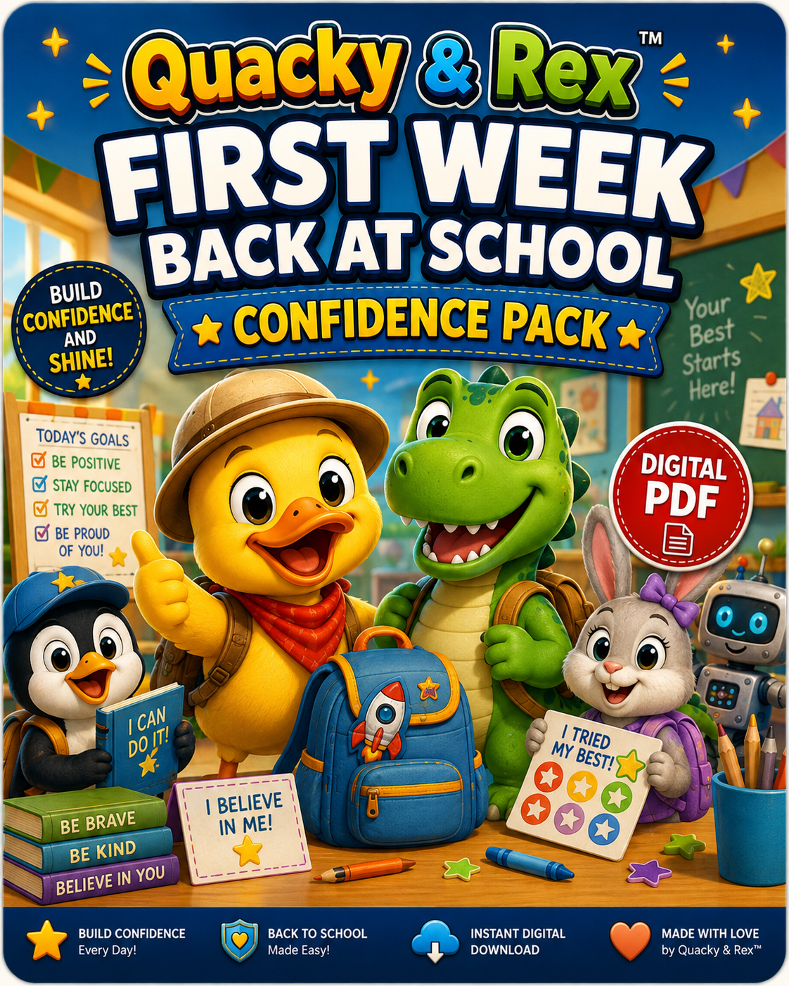 🎒🦆🦖 Quacky & Rex Back to School Fun Pack – Learning Adventures PDF