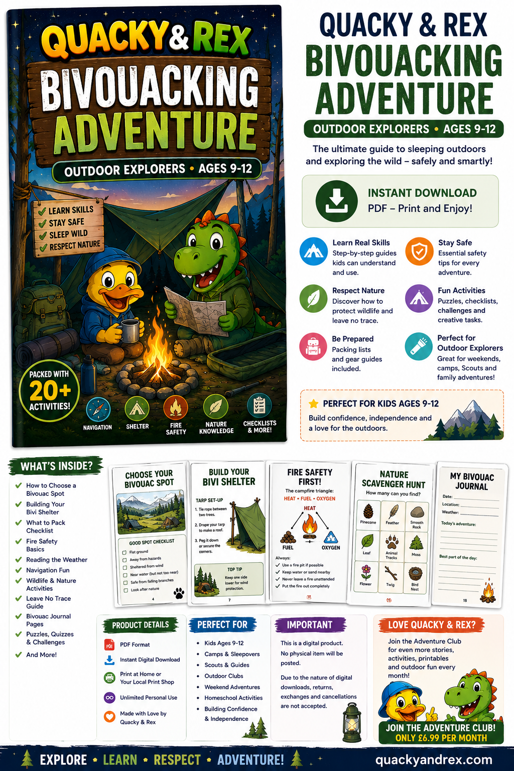 Quacky & Rex Bivouacking Adventure – Outdoor Explorers Ages 9–12