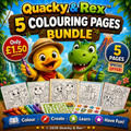 Quacky & Rex™ 5-Page Colouring Bundle