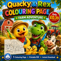 Quacky & Rex Colouring Page – Farm Adventure