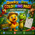 Quacky & Rex Colouring Page – Jungle Adventure