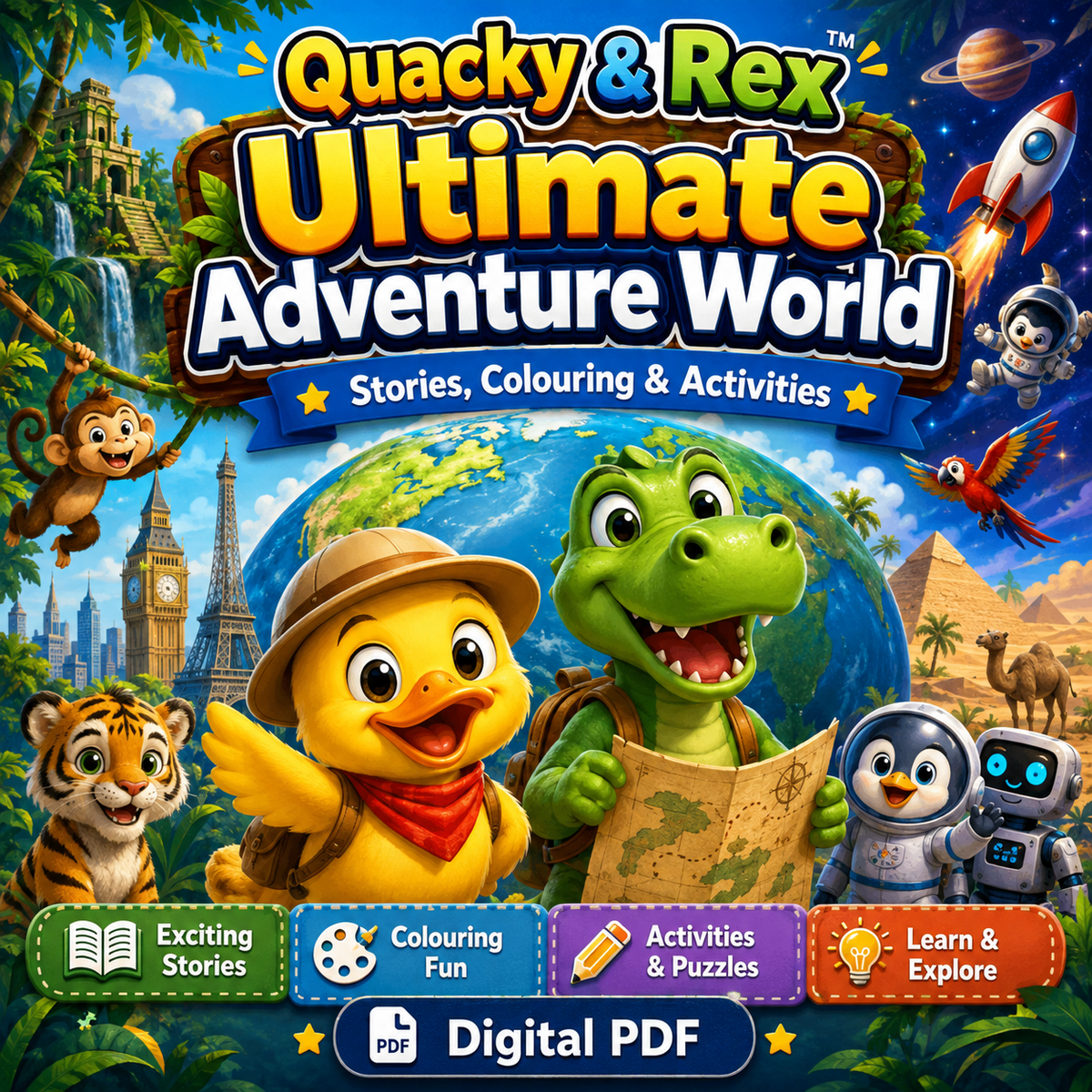 Quacky & Rex's Ultimate Adventure World — Stories, Colouring & Activities
