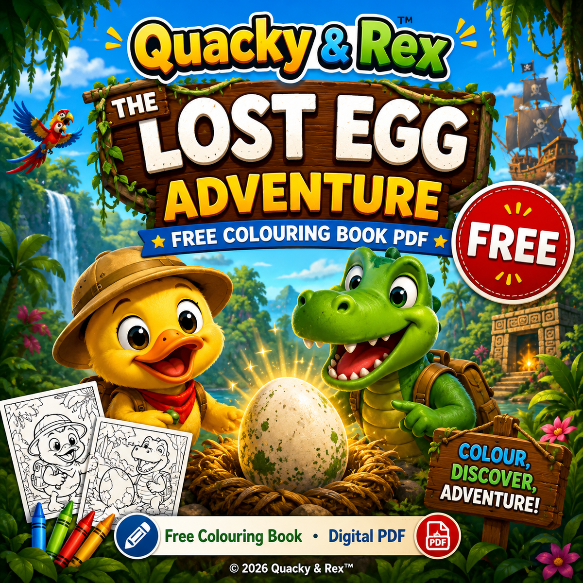 The Lost Egg Adventure — Free Colouring Book