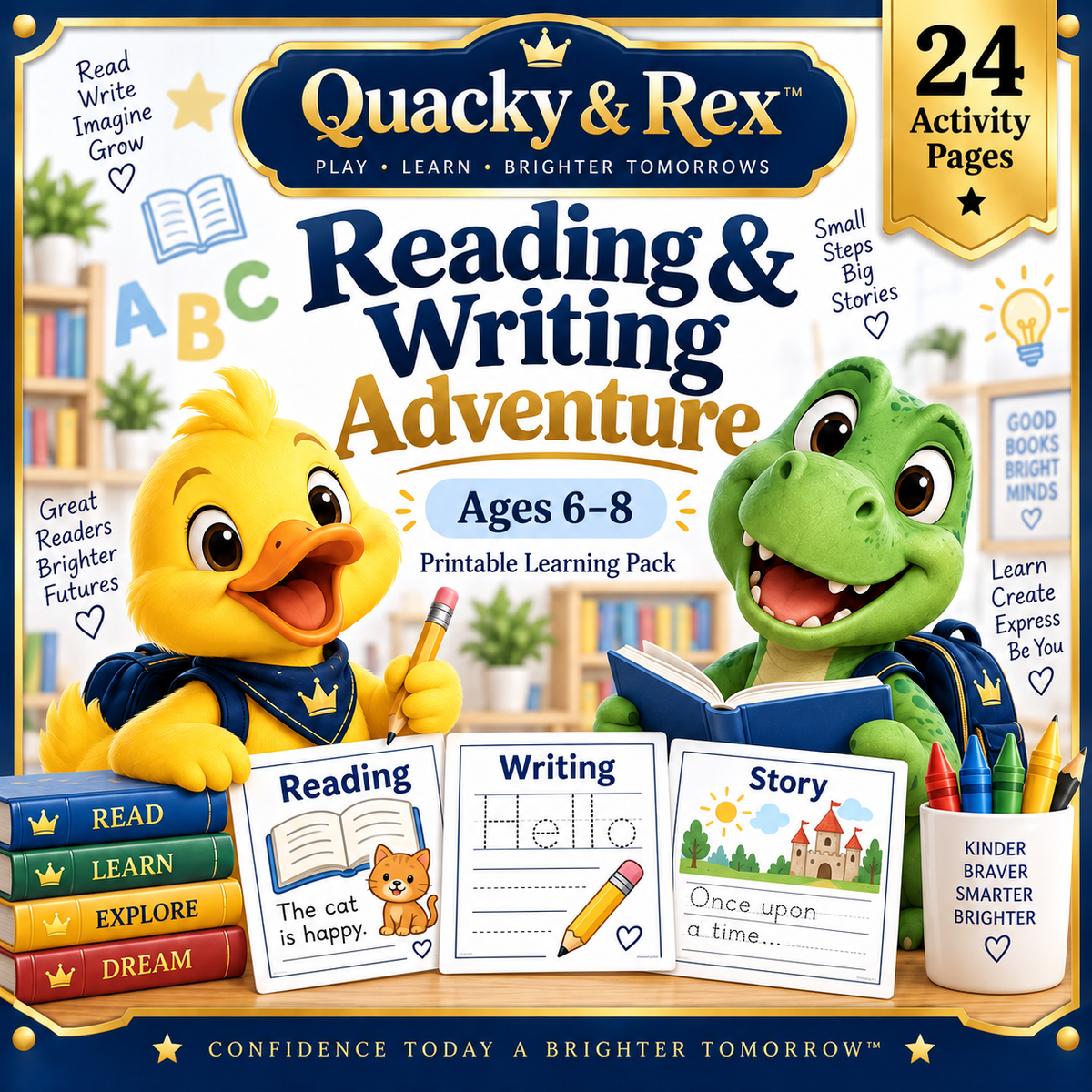 Quacky & Rex™ Reading & Writing Adventure — Ages 6–8