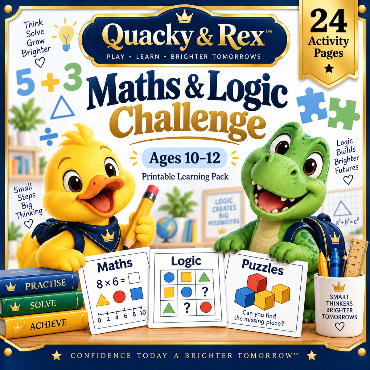 Quacky & Rex™ Maths & Logic Challenge — Ages 10–12