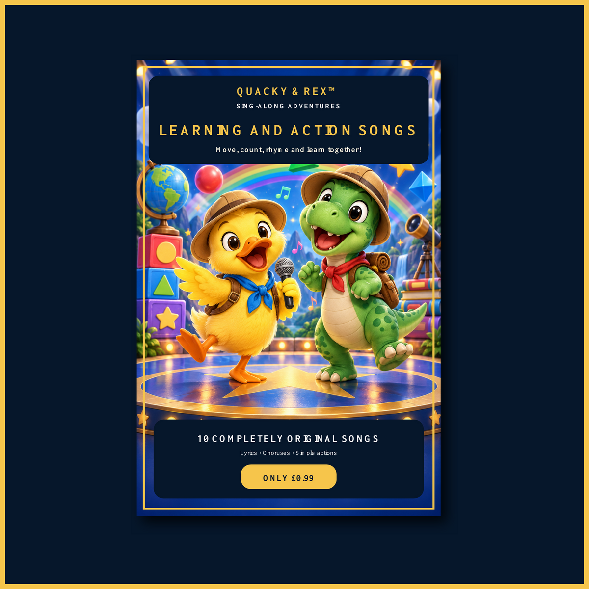 Quacky and Rex Learning and Action Songs - 10 original children's songs