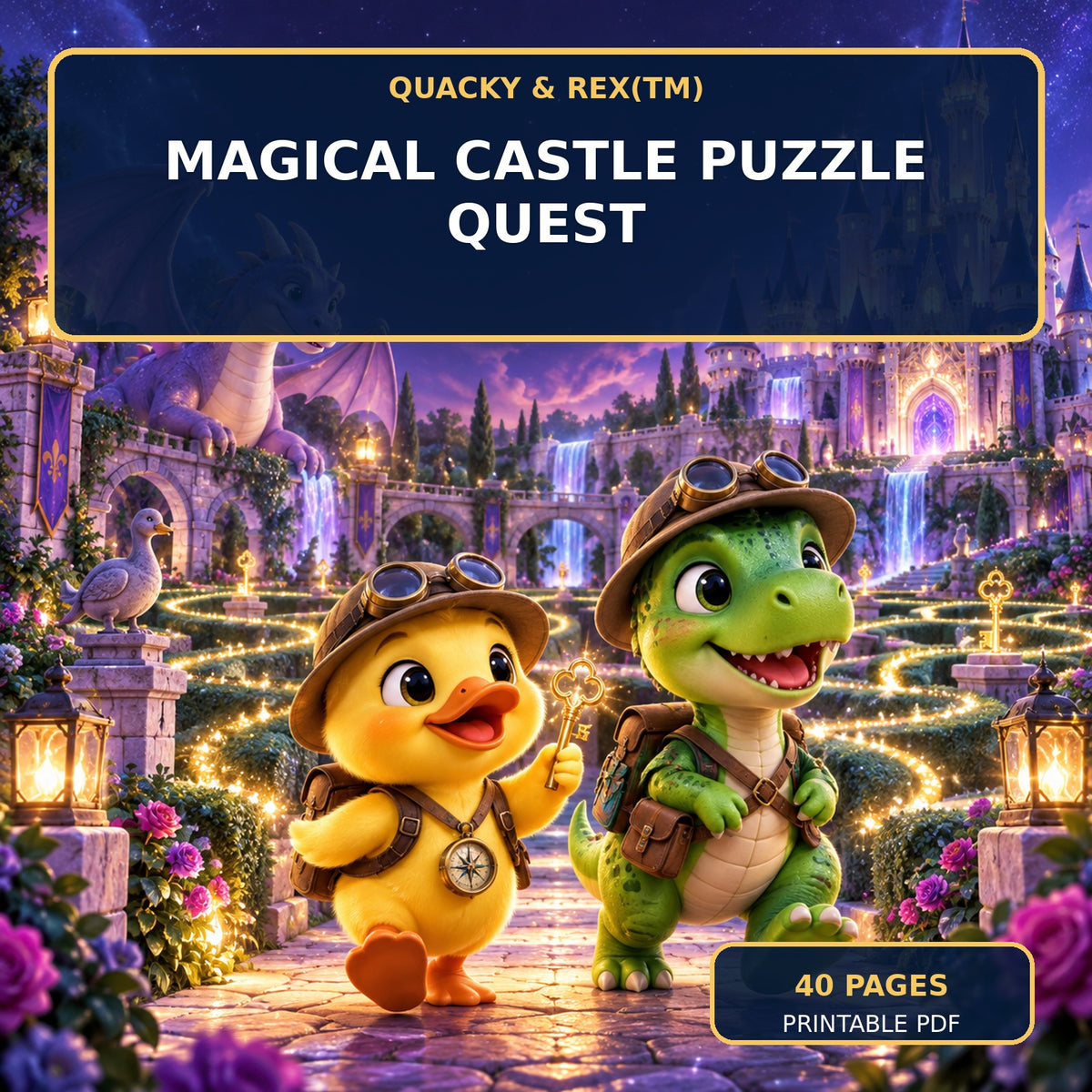 🏰 Quacky & Rex™ Magical Castle Puzzle Quest — 40 Pages