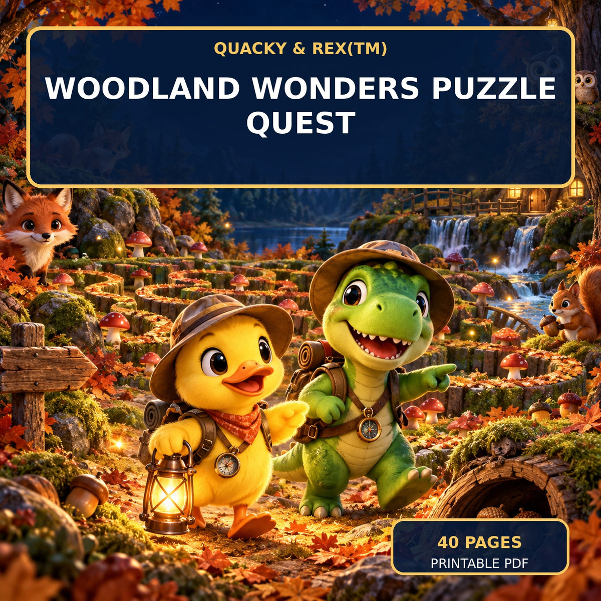 🌲 Quacky & Rex™ Woodland Wonders Puzzle Quest — 40 Pages